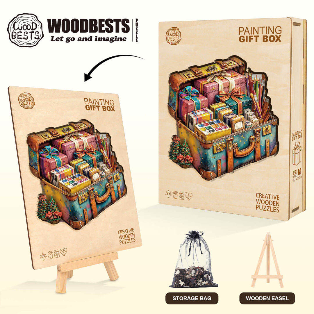 Painting gift box Wooden Jigsaw Puzzle