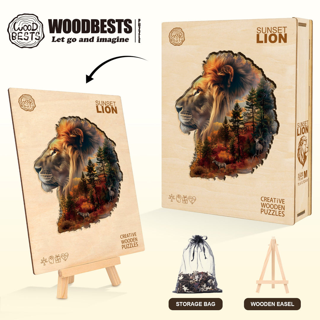 Sunset Lion Wooden Jigsaw Puzzle