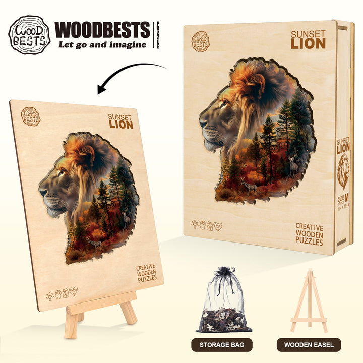 Sunset Lion Wooden Jigsaw Puzzle