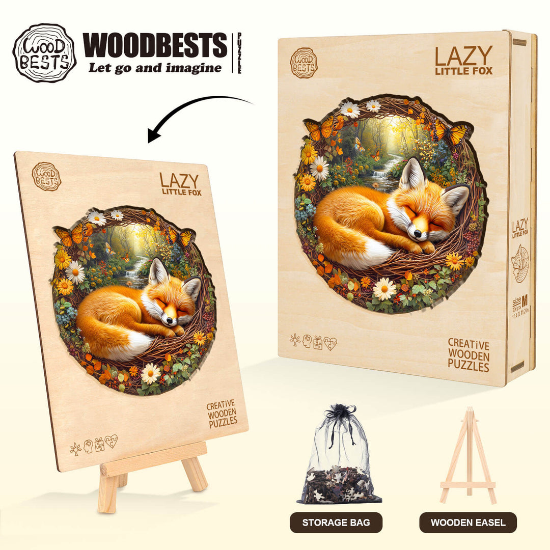 Lazy little fox Wooden Jigsaw Puzzle