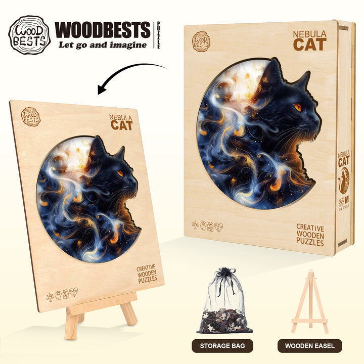 Nebula Cat Wooden Jigsaw Puzzle