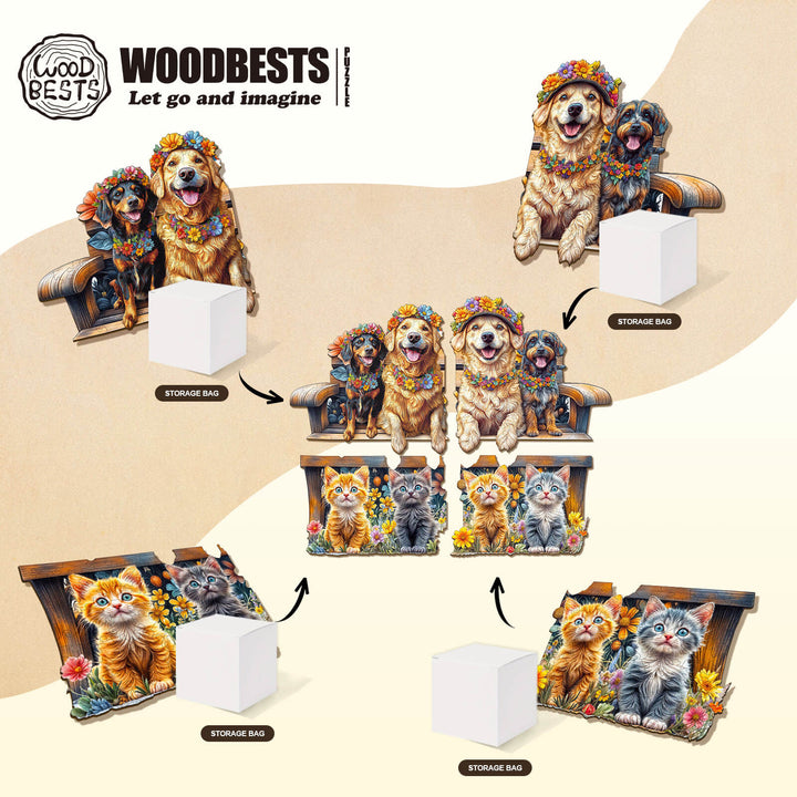 Party Puzzle-Pets on the Bench