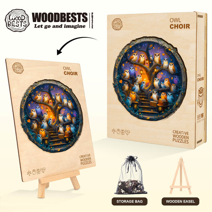 Owl Choir Wooden Jigsaw Puzzle