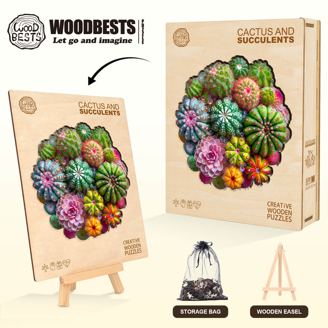 Cactus and Succulents Wooden Jigsaw Puzzle