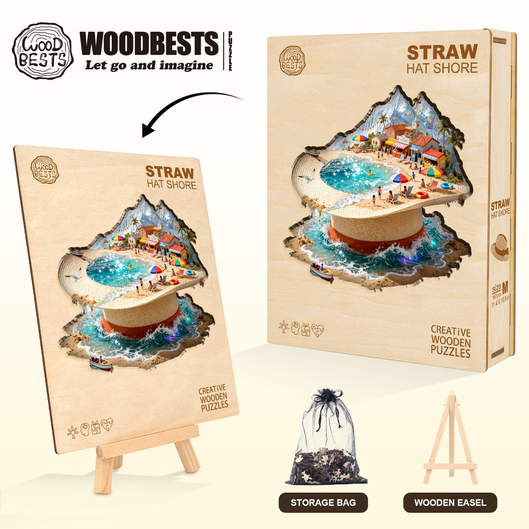 Straw Hat Shore Wooden Jigsaw Puzzle