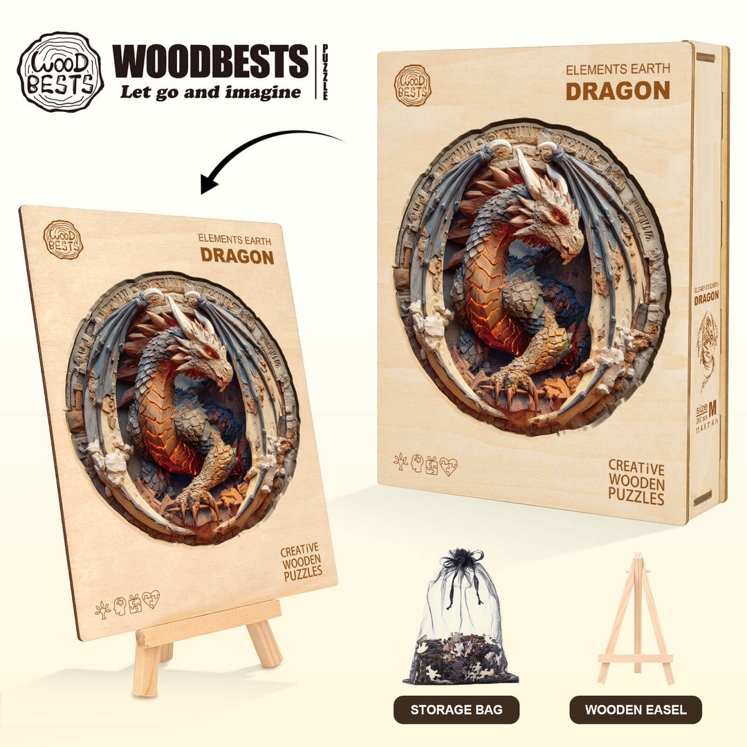 Elements Earth Dragon Wooden Jigsaw Puzzle
