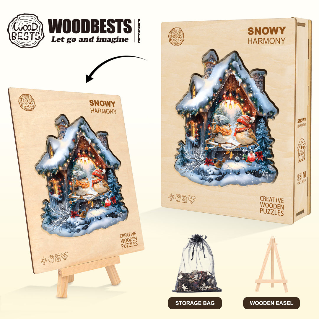 Snowy Harmony Wooden Jigsaw Puzzle