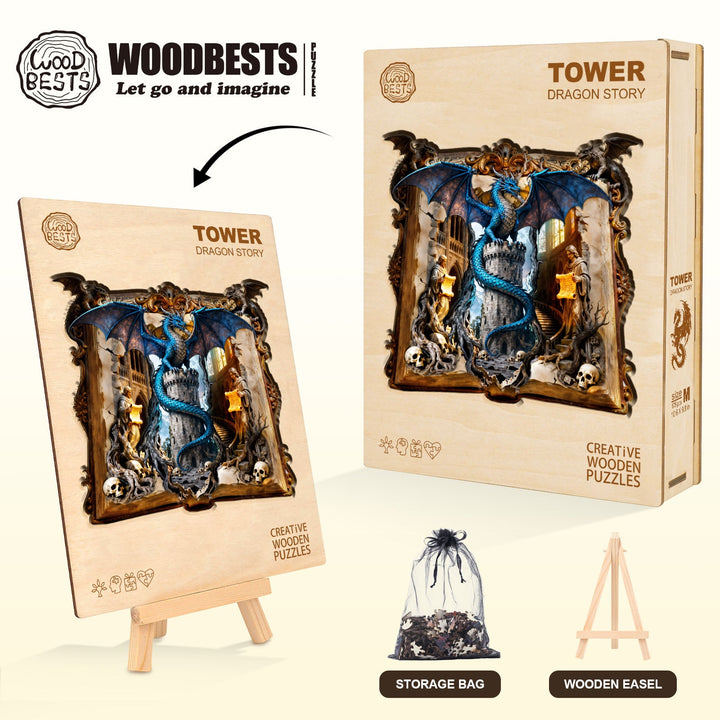 Tower Dragon Story Wooden Jigsaw Puzzle