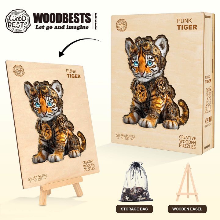 Punk tiger Wooden Jigsaw Puzzle