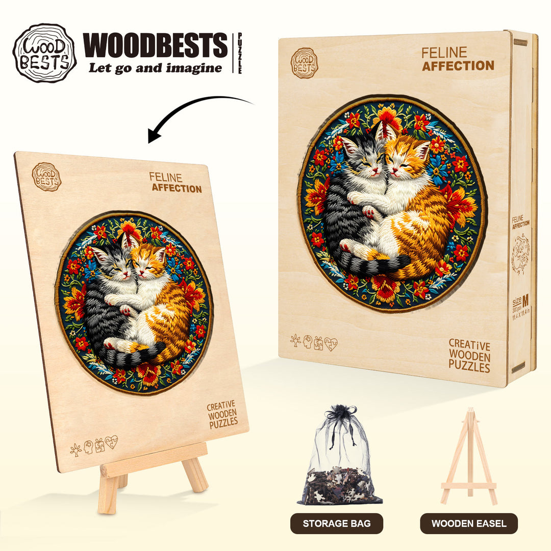 Feline Affection Wooden Jigsaw Puzzle