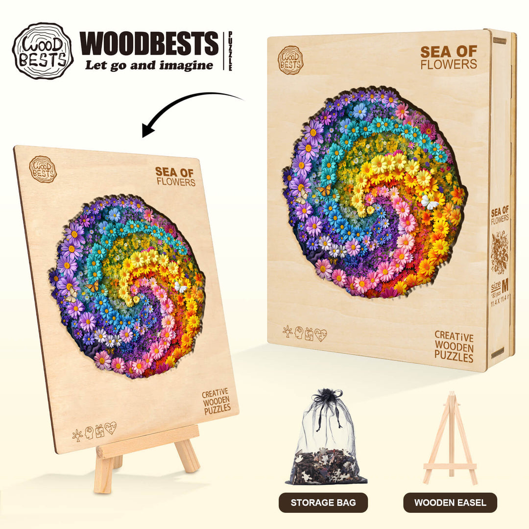 Sea of Flowers Wooden Jigsaw Puzzle