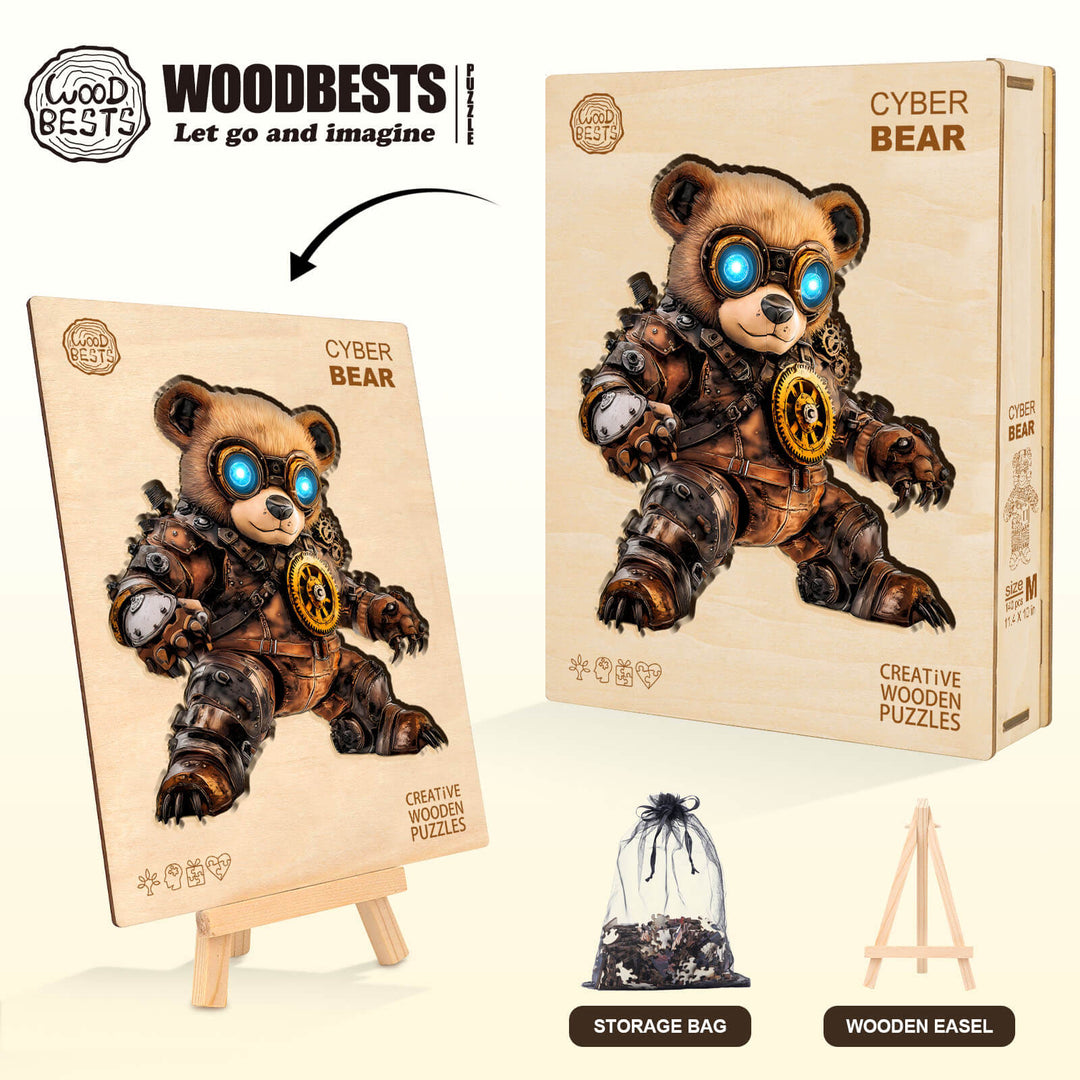 Cyber bear Wooden Jigsaw Puzzle