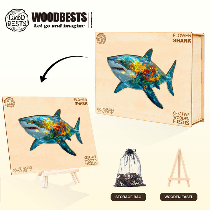 Flower shark Wooden Jigsaw Puzzle