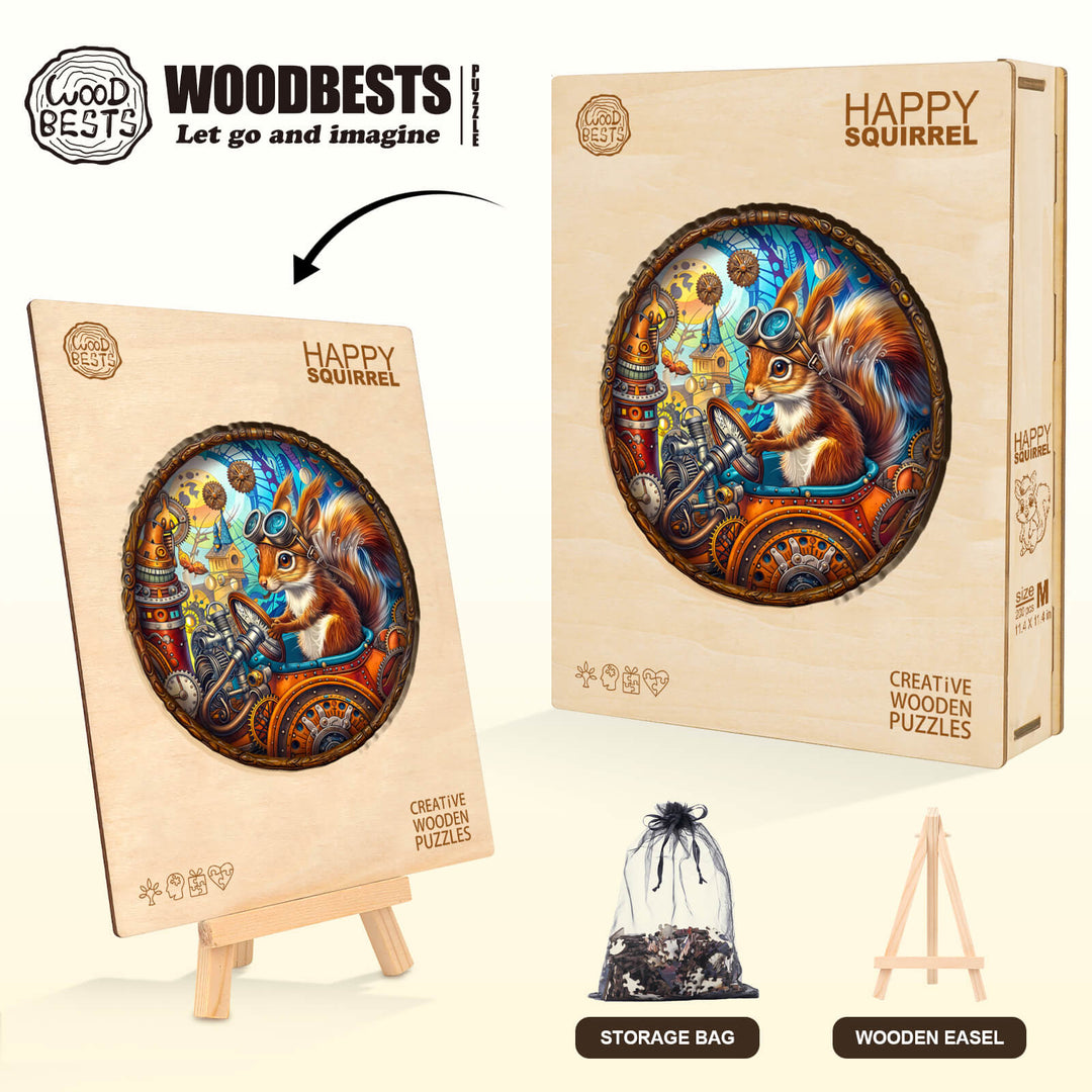 Happy squirrel Wooden Jigsaw Puzzle