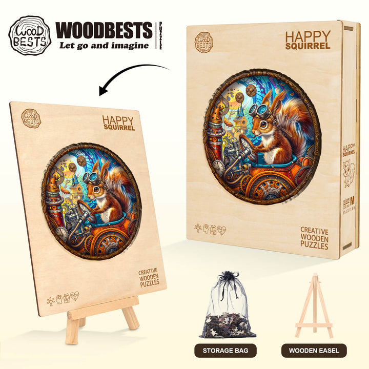 Happy squirrel Wooden Jigsaw Puzzle