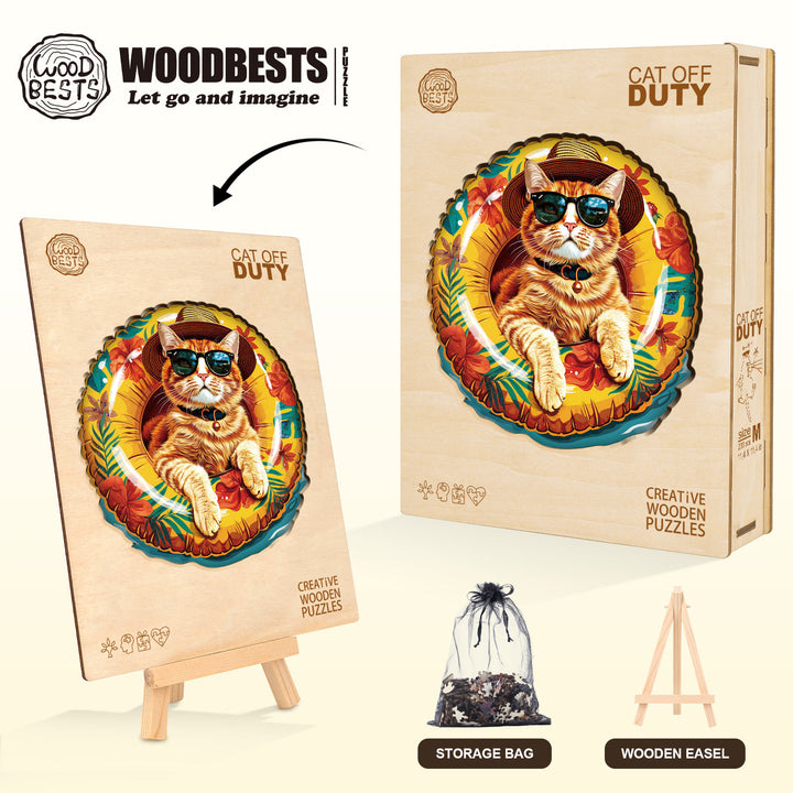 The Cat Off Duty Wooden Jigsaw Puzzle