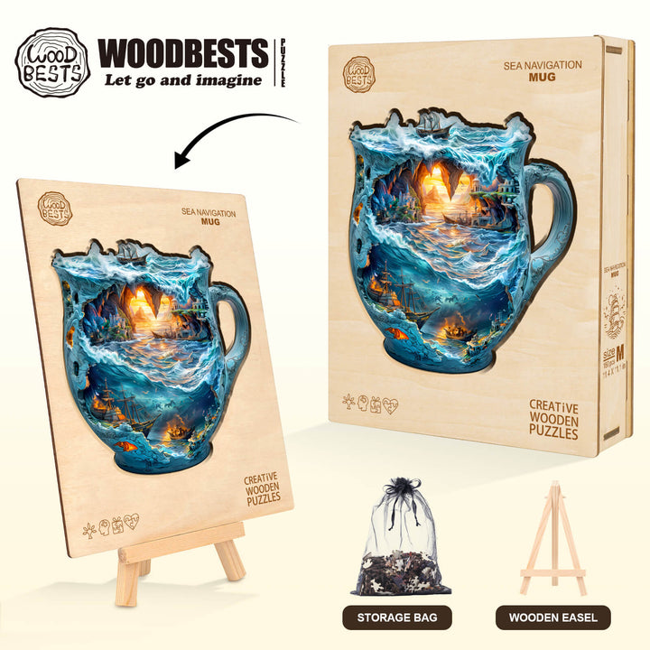 Sea navigation mug Wooden Jigsaw Puzzle