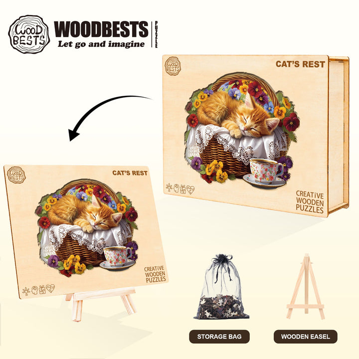 Cat's Rest Wooden Jigsaw Puzzle