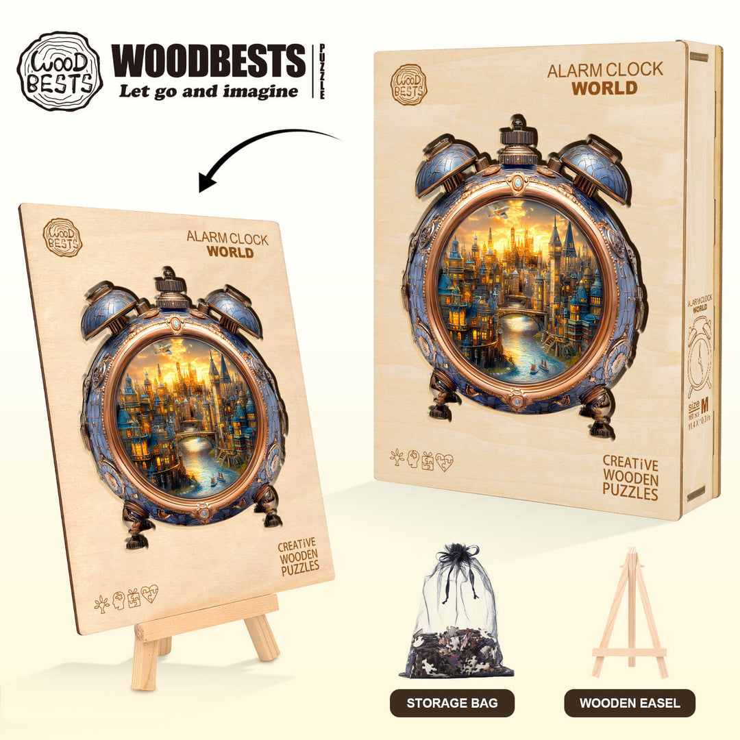 Alarm Clock World Wooden Jigsaw Puzzle