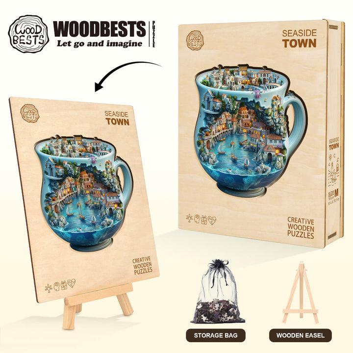 Seaside town Wooden Jigsaw Puzzle