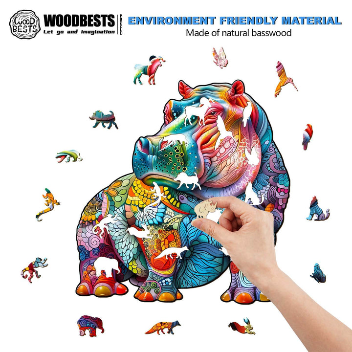 Hippopotamus Wooden Jigsaw Puzzle