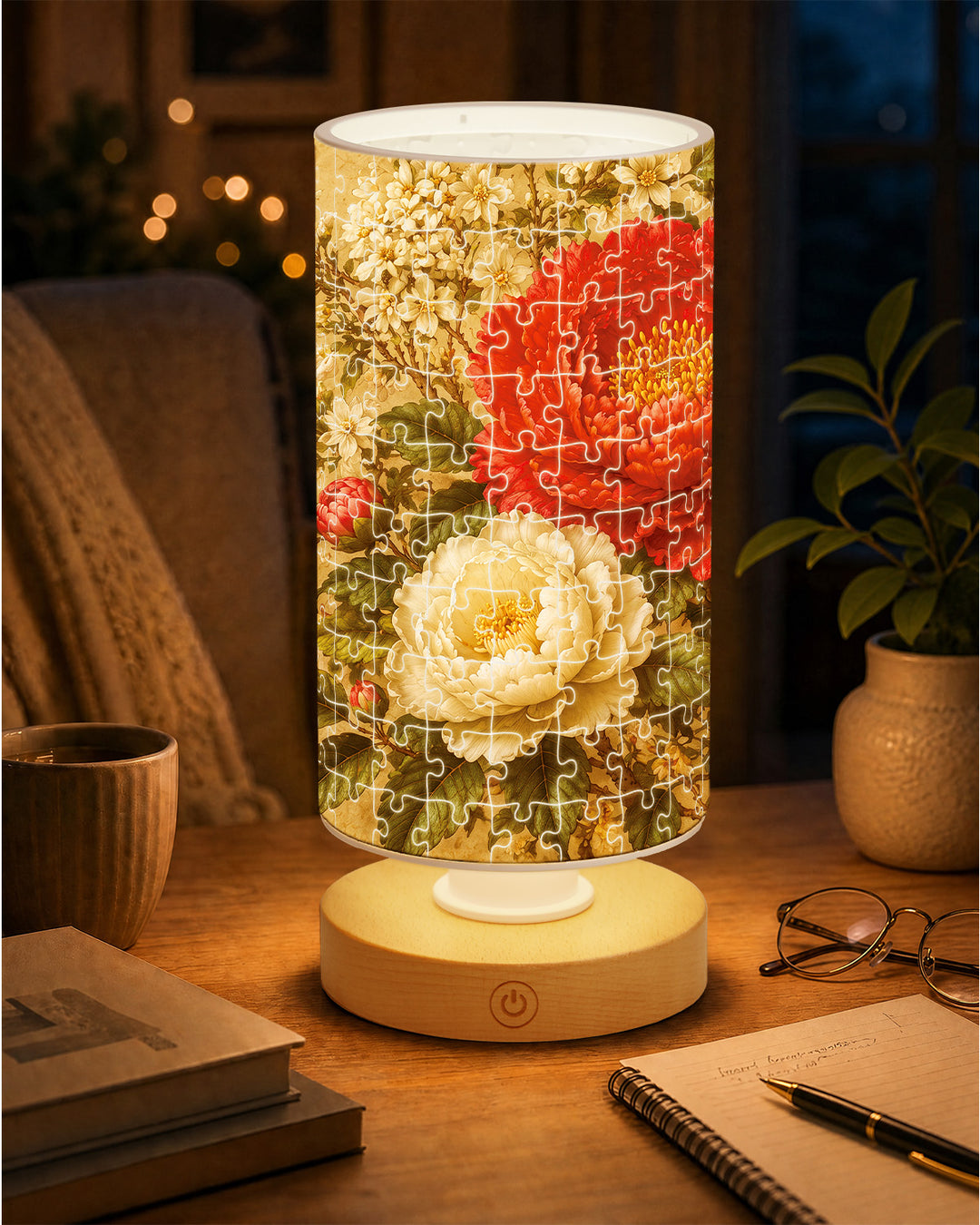 DIY Dimmable Acrylic Cylindrical Puzzle Lamp - Gilded Garden Bouquet