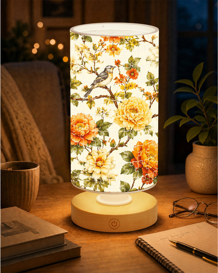 DIY Dimmable Acrylic Cylindrical Puzzle Lamp - Golden Rose Birdsong