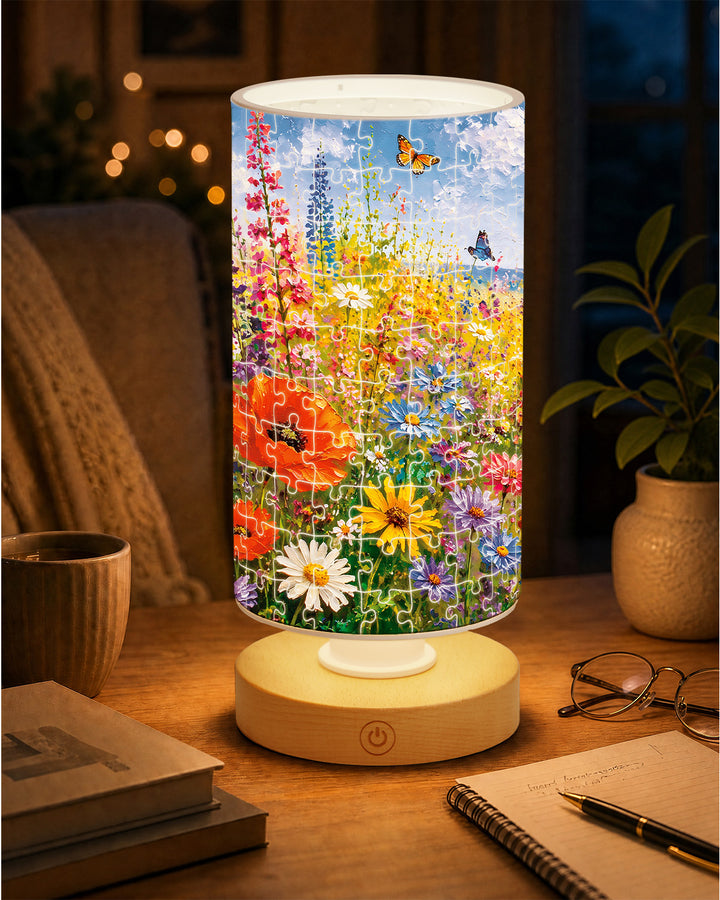DIY Dimmable Acrylic Cylindrical Puzzle Lamp - Summer Meadow in Bloom