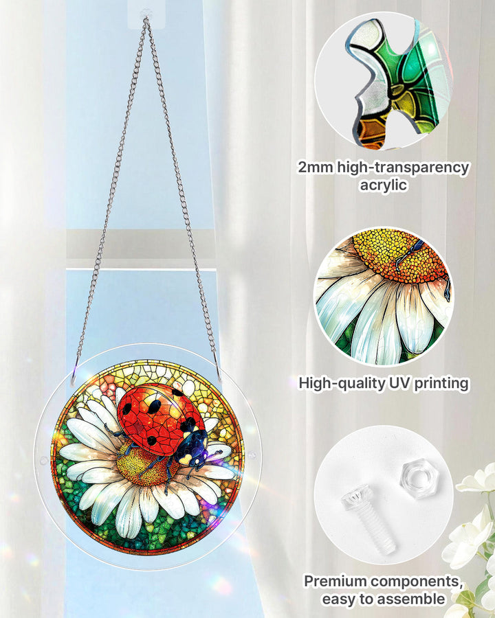 Acrylic Jigsaw Puzzle Suncatcher - Ladybug on Daisy