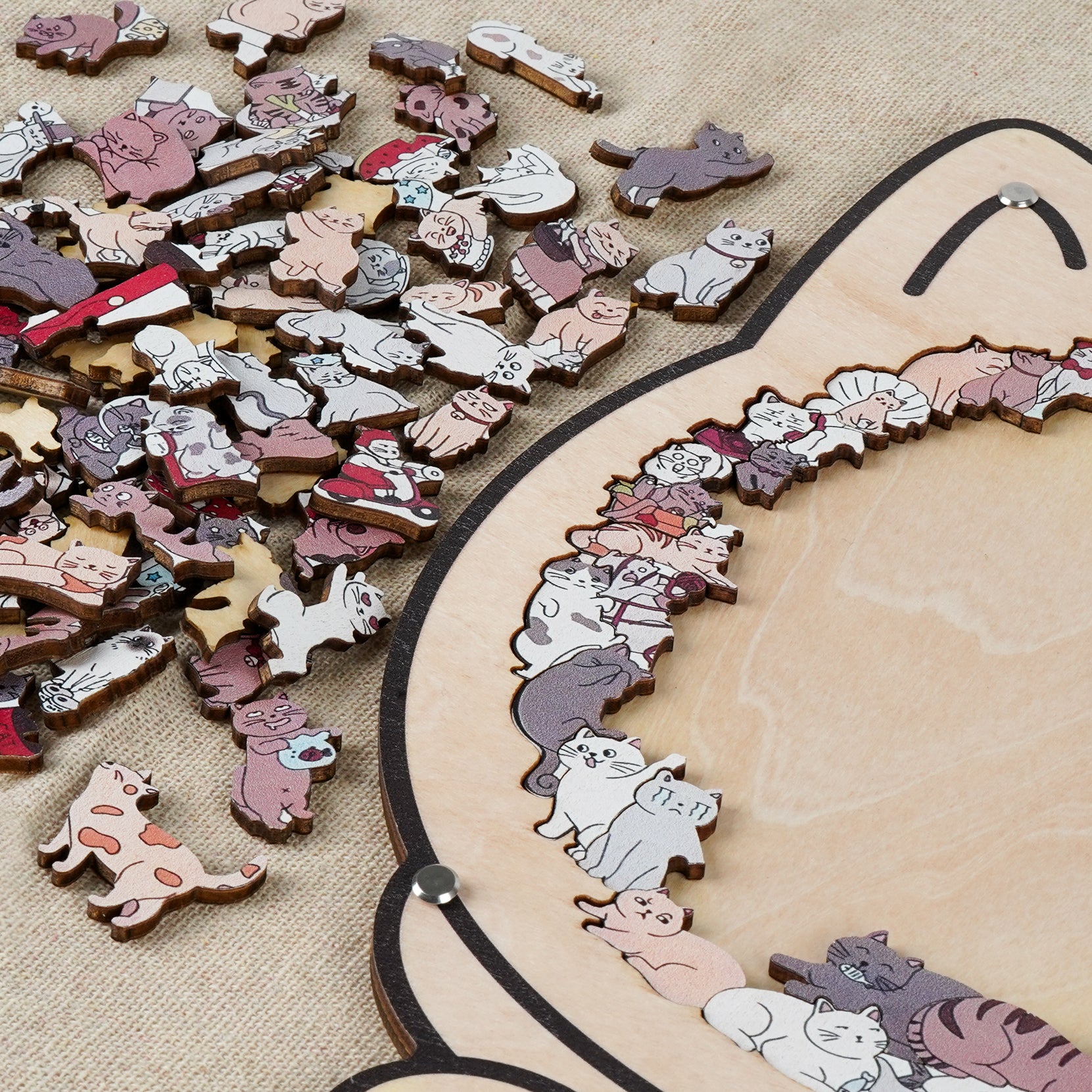 WOODBESTS | Morandi-Colored Cat Shaped Wooden Jigsaw Puzzle – uk