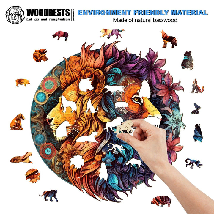 Yin-Yang Lion 2 Wooden Jigsaw Puzzle-Woodbests