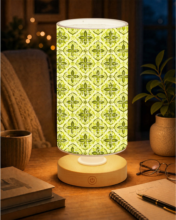 DIY Dimmable Acrylic Cylindrical Puzzle Lamp - Green Flowers