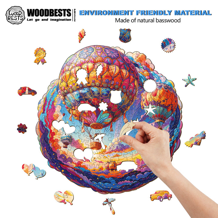 Hot Air Balloon Wooden Jigsaw Puzzle-Woodbests