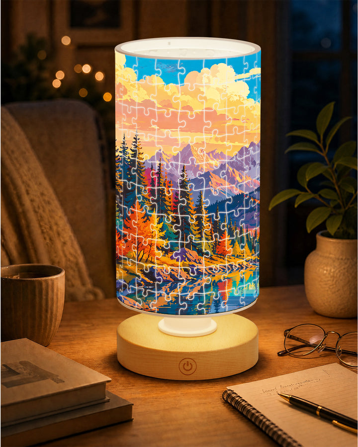 DIY Dimmable Acrylic Cylindrical Puzzle Lamp - Golden Mountain Valley