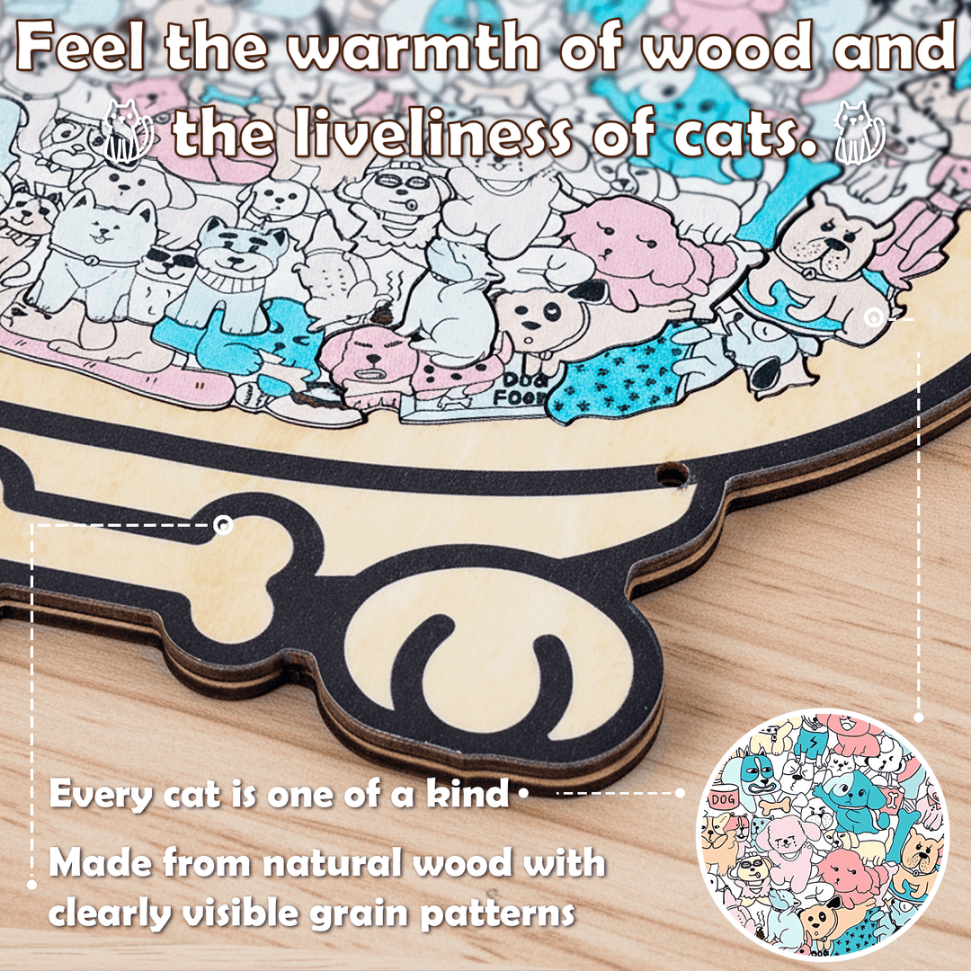 Morandi-Colored Cute Dog Shaped Wooden Jigsaw Puzzle