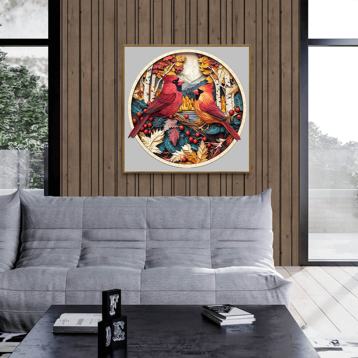 Autumn Cardinal Wooden Jigsaw Puzzle - By Woodbests