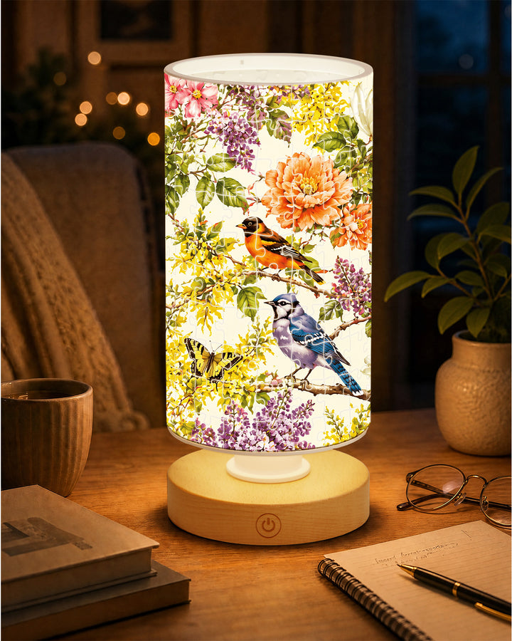 DIY Dimmable Acrylic Cylindrical Puzzle Lamp - Birdsong Blossom Garden