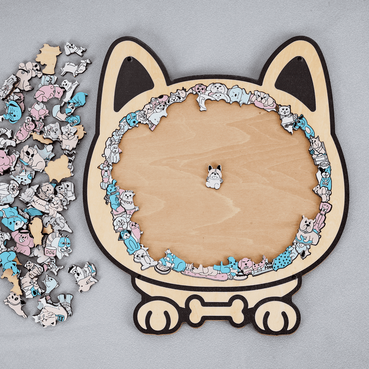Morandi-Colored Cute Dog Shaped Wooden Jigsaw Puzzle