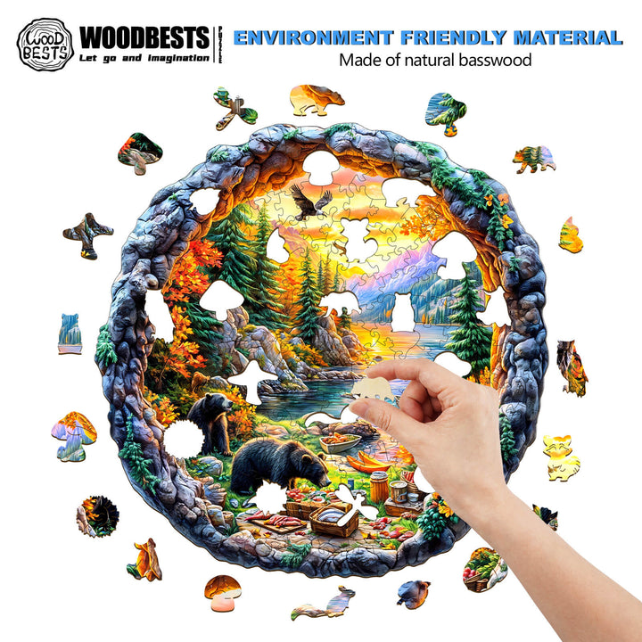 3D Picnic by the lake Wooden Jigsaw Puzzle
