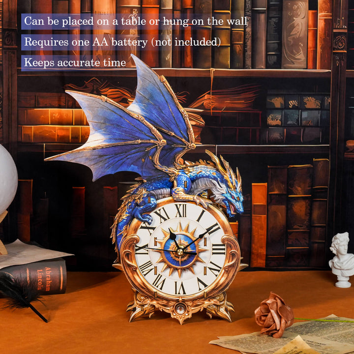 Blue Dragon¨C DIY Wooden Clock, 3D Puzzle Craft Kit