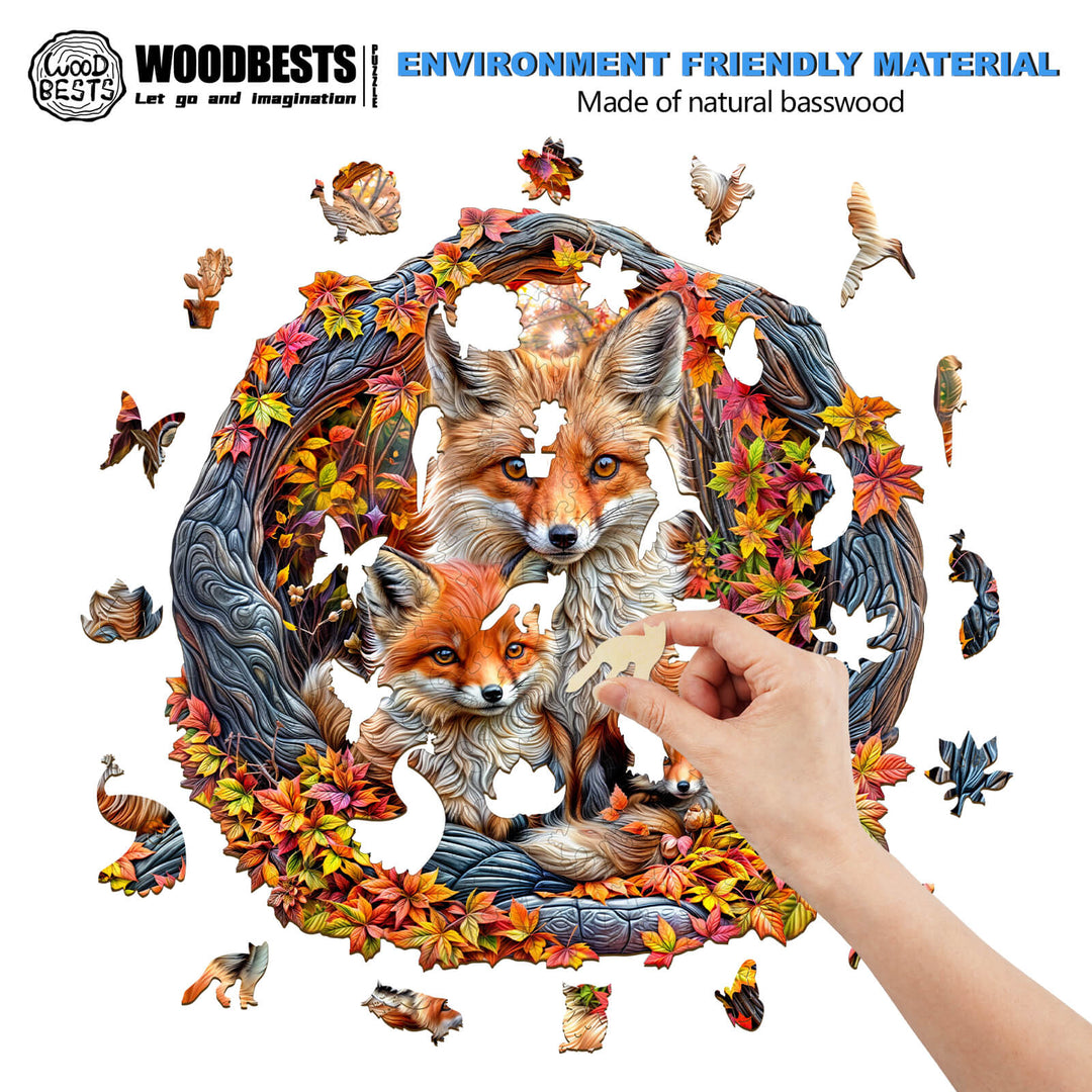 Parent-child fox Wooden Jigsaw Puzzle