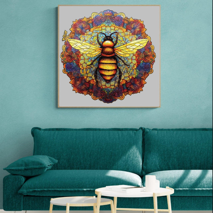 Mandala Bee Wooden Jigsaw Puzzle-Woodbests