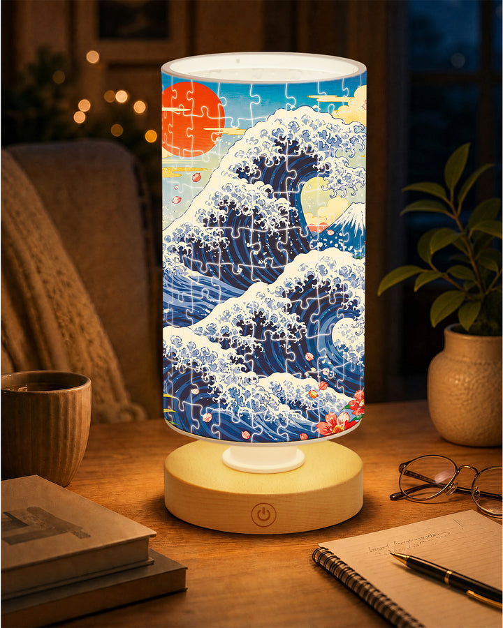 DIY Dimmable Acrylic Cylindrical Puzzle Lamp - Sunset Waves
