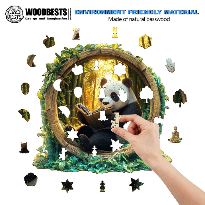 3D Bamboo Grove Scholar Panda Wooden Jigsaw Puzzle - Woodbests