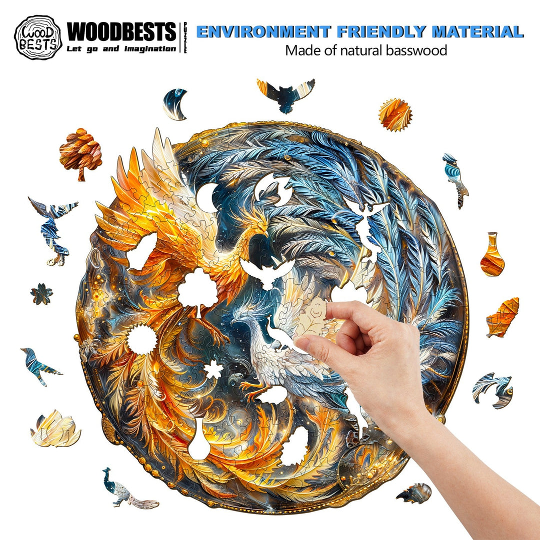 Yin Yang Phoenix-2 Wooden Jigsaw Puzzle-Woodbests
