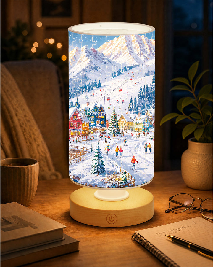 DIY Dimmable Acrylic Cylindrical Puzzle Lamp - Snow Town