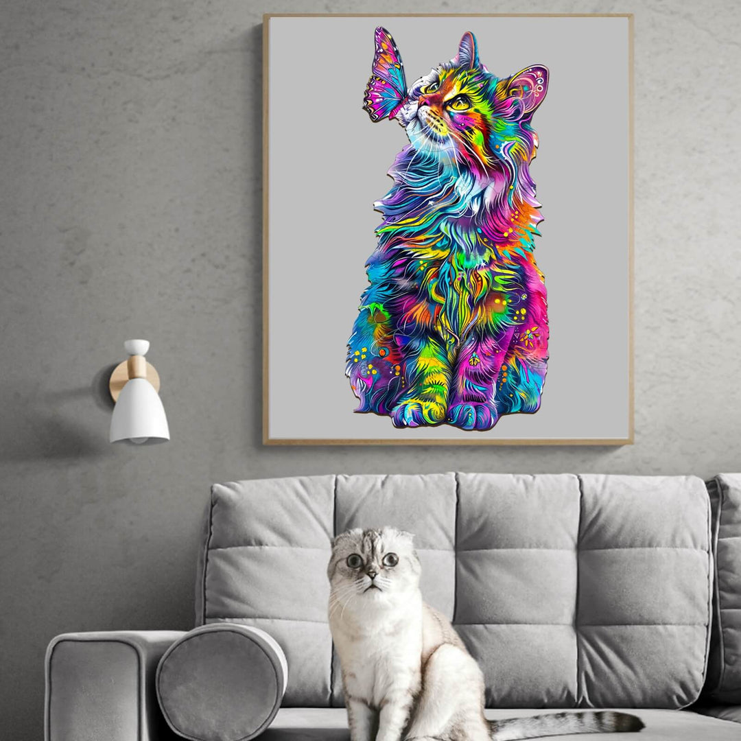 Colorful Cat Wooden Jigsaw Puzzle