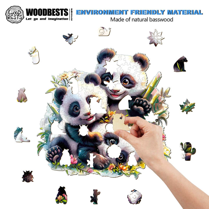 Panda Family Wooden Jigsaw Puzzle - By Woodbests