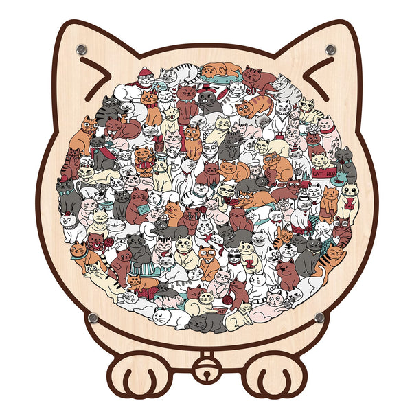 Morandi-Colored Cute Cat Shaped Wooden Jigsaw Puzzle