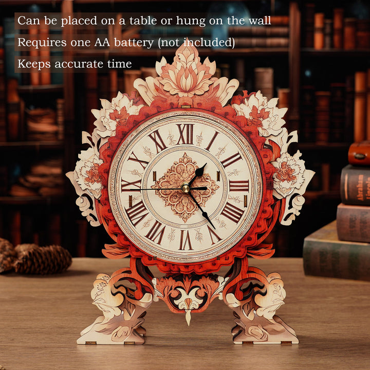 Fire Flame Flower– DIY Wooden Clock, 3D Puzzle Craft Kit